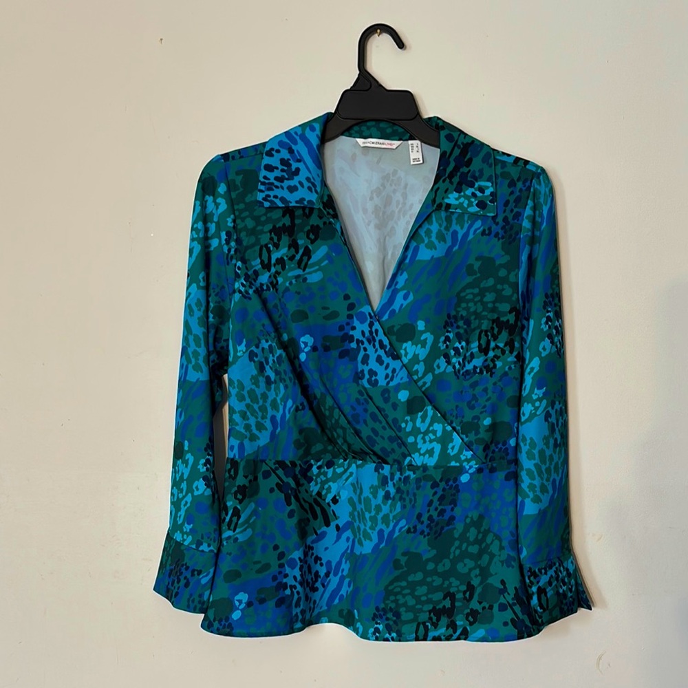 Isaac Mizrahi Live! Teal and Blue Blouse